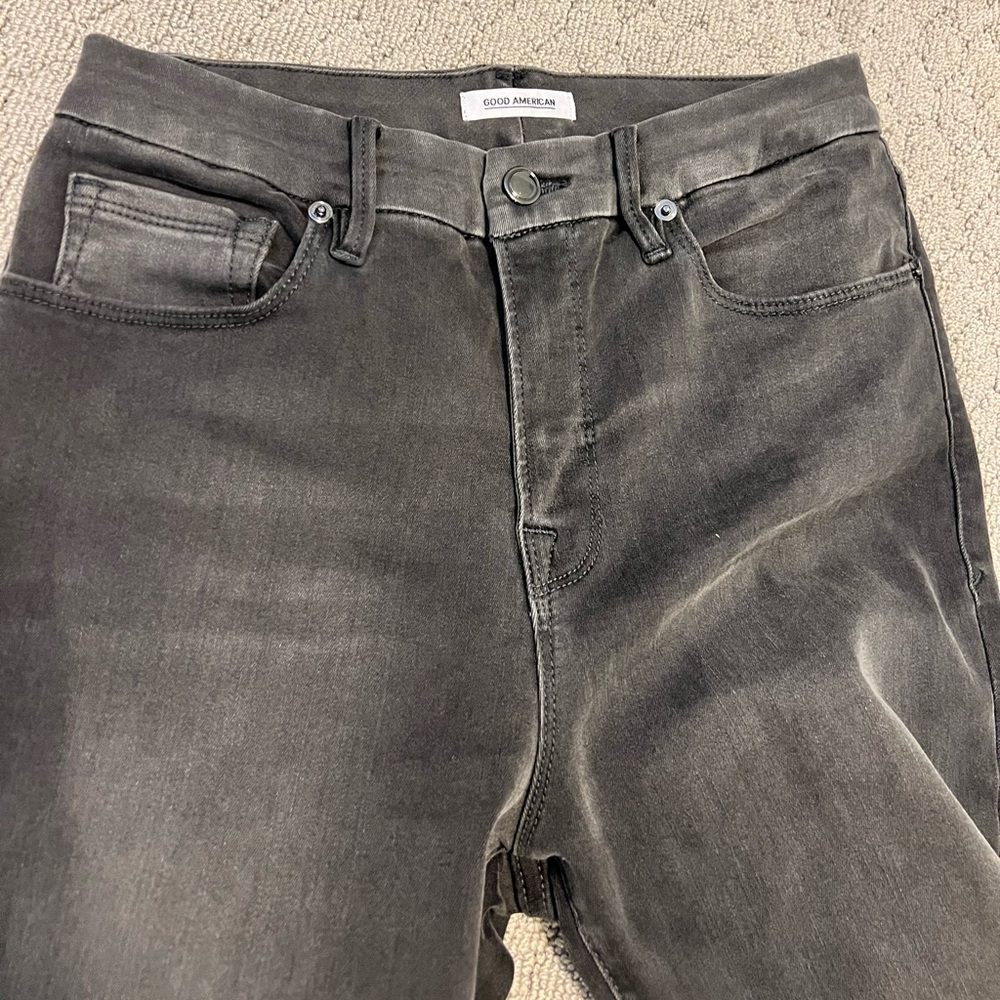 Good American gray crop jeans